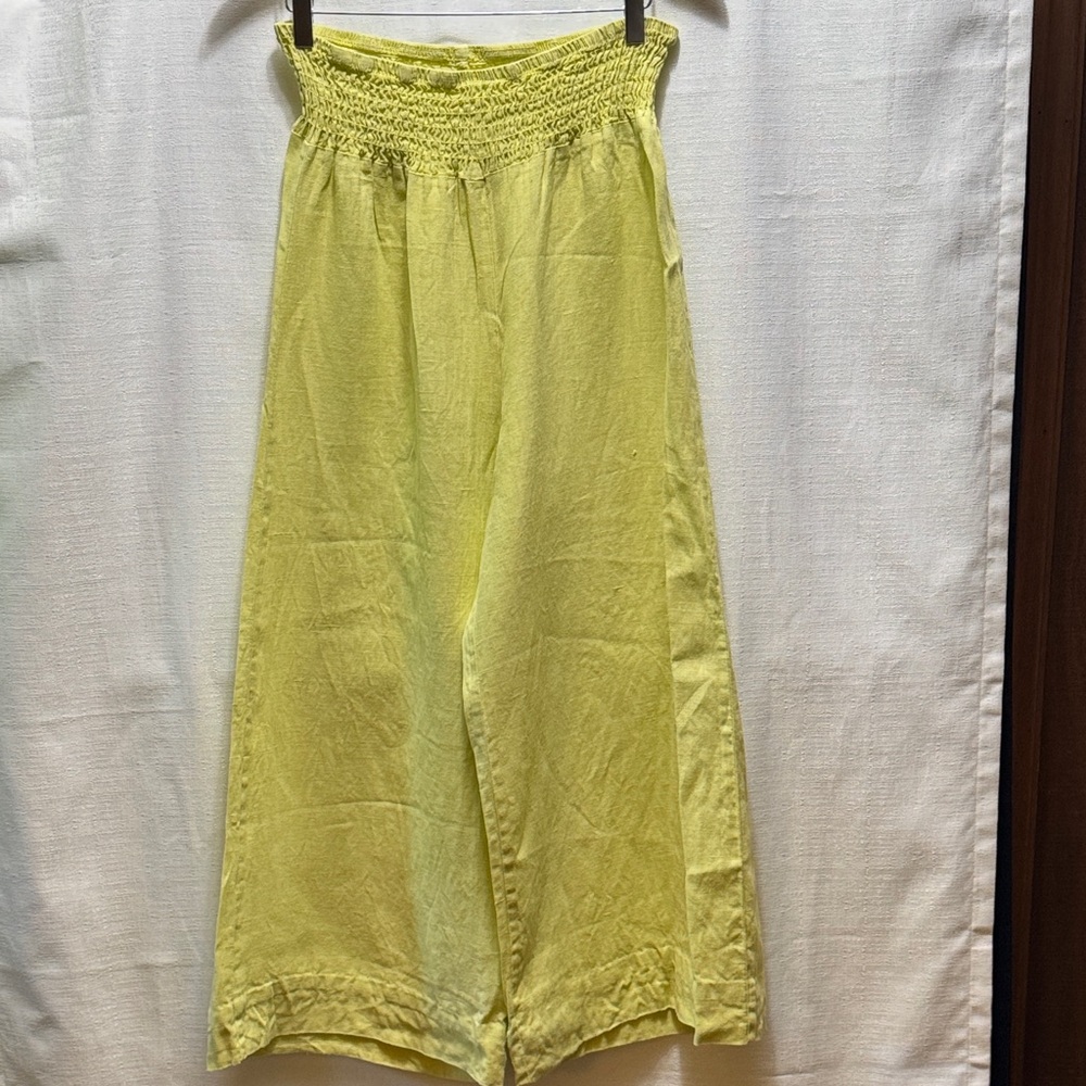 Women's Wide Leg Yellow Pants - Picture 1 of 5